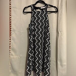 Candie’s Black and White Sparkly Halter Zigzag Dress